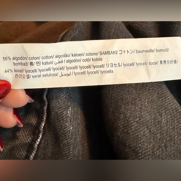 EUC Zara Metallic Gray Coated Wide Leg Jeans On Trend! - Picture 10 of 11